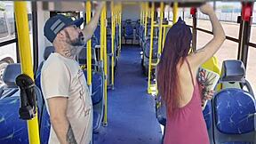 Student gets fucked by old man on public bus in front of everyone