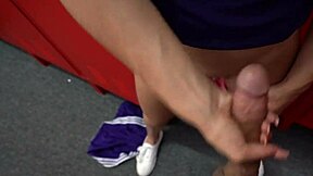 Cheerleader Scarlett Fall allows jizz in her panties