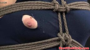 Tie me up tighter, Master, India Summer begs in rough breast bondage.