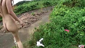 naughty asian babe Sarina Tsubaki SUCKING COCK in public