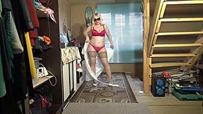 I Perform A Sexy Striptease In Lingerie And Stockings As A Juicy Milf