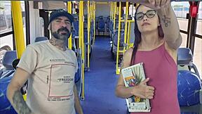 Student gets fucked by old man on public bus in front of everyone