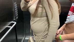 Public Sex in Elevator After Party with Friend We Get Caught