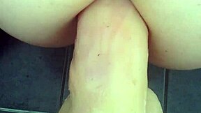 Amateur stretches ass with dildo, anal toys deep inside.