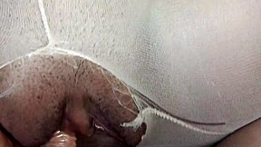 Want me to fuck your pussy with this dildo through torn stockings?