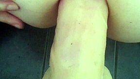 Amateur stretches ass with dildo, anal toys deep inside.