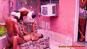 best threesome cowgirl, amateurs say 'fuck us with your big african dick'