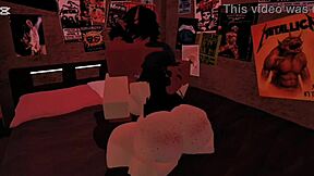 Demon fucks big-ass white girl without condom in roblox condo