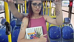 Student gets fucked by old man on public bus in front of everyone