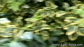 Is Lady Sonia's trophy wife begging for bareback outdoors?