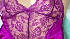 Teasing Purple Satin Lingerie Thong Fuck Play?