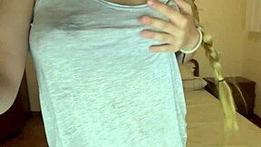 Cute princess gropes herself in daddy's cabin