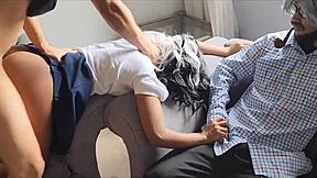 Latina stepsister has explosive homemade sex with stepfather's permission