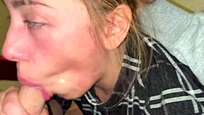 Quick messy facefuck with choking and gagging