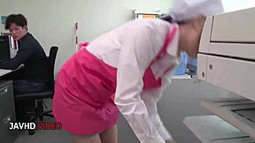 Chihiro Akino Delivers Hardcore Blowjob Leading To Creampie In Office