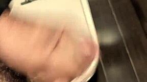 Quick handjob in the shopping mall bathroom