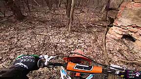 The dirt bike ride turns wild with cum and fucking outdoors.