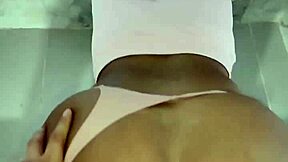 Bathroom cleaner ends with gaping ass full of cum