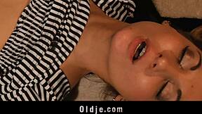 Young 18+ Blonde Bent Over Teaches Old Man Intense Doggystyle Fucking Lesson