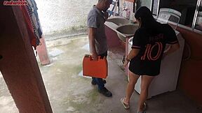Married Housewife Pays Washing Machine Technician With Her Ass While Husband Is Away