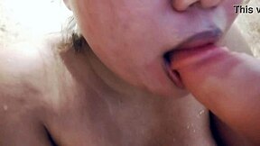 Sucking On A Big Realistic Dildo Closeup With Messy Milk Details