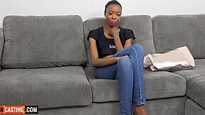 skinny black milf rides bwc producer pov cowgirl in couch casting