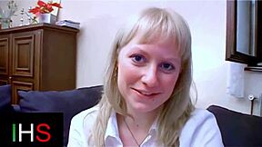 Blonde woman with light eyes