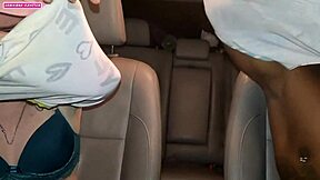 Intense blowjob in the car ends with cum inside