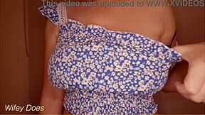 Hot milf licks her own nipples in homemade scene