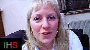 Blonde woman with light eyes