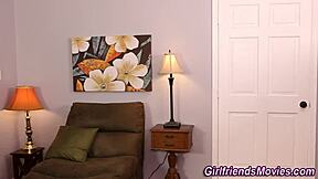 Brunette teen engages in intense tribbing