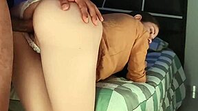 Slutty stepsister rides in doggy style.