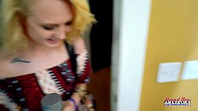 Petite blonde cutie bonnie wolf masturbates and sucks a hard cock in pov