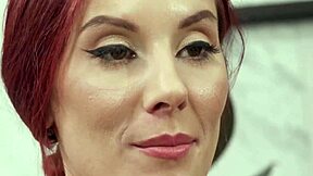 Sexy redhead masseuse delivers wet nuru massage and sucks huge cock