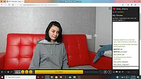 Hot russian camgirl performs solo masturbation on camera