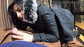 This Valentine's gift features blowjob and cum on fur jacket