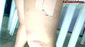 Teacher seduces pregnant student to pose sexy and grab his cock