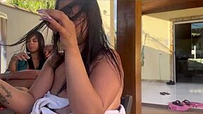 Amateur Behind-The-Scenes: Naked Women Fuck Wildly At Mansion!