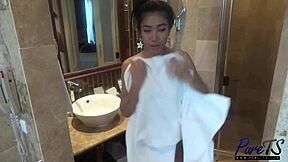 Ladyboy Mos gives detailed behind the scenes interview during casting in POV