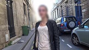 Shy skinny brunette teen undergoes her first casting interview.