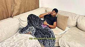 Stepmom tricks stepson into fucking her with big black cock