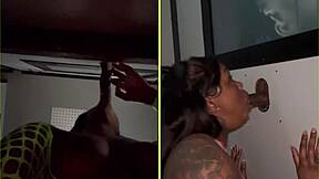 Amateur gloryhole sucking up big black cocks from strangers