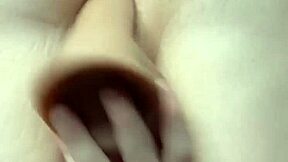 Intense dildo sucking and vigorous pussy play with big clit