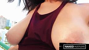 Light skin ebony julie kay with big tits gets fucked hard by big black cock in florida