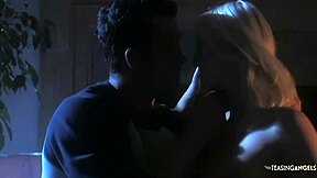 Horny blonde sucks boyfriend's cock on sofa