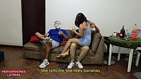 Bailando con mi padrastro y mi hermanastro ellos terminan llenandome el coño de semen.