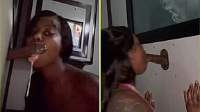 Amateur gloryhole sucking up big black cocks from strangers