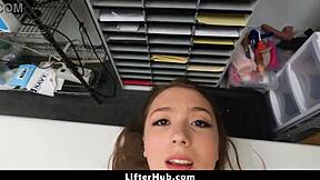 College Girl FUCKS Security Guard To Avoid Trouble In Garage