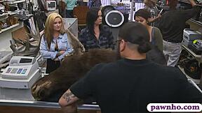 Couple And Lesbians Get Pounded By Pawn Keeper In Storage Room