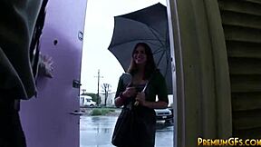 Izzy Bella Blu gives horny handjob to big cock